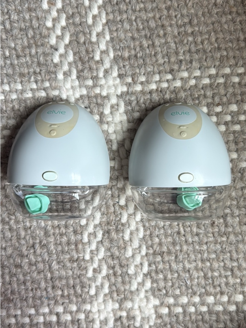 Elvie Double Electric Breast Pump Parts in White with Mint Accents